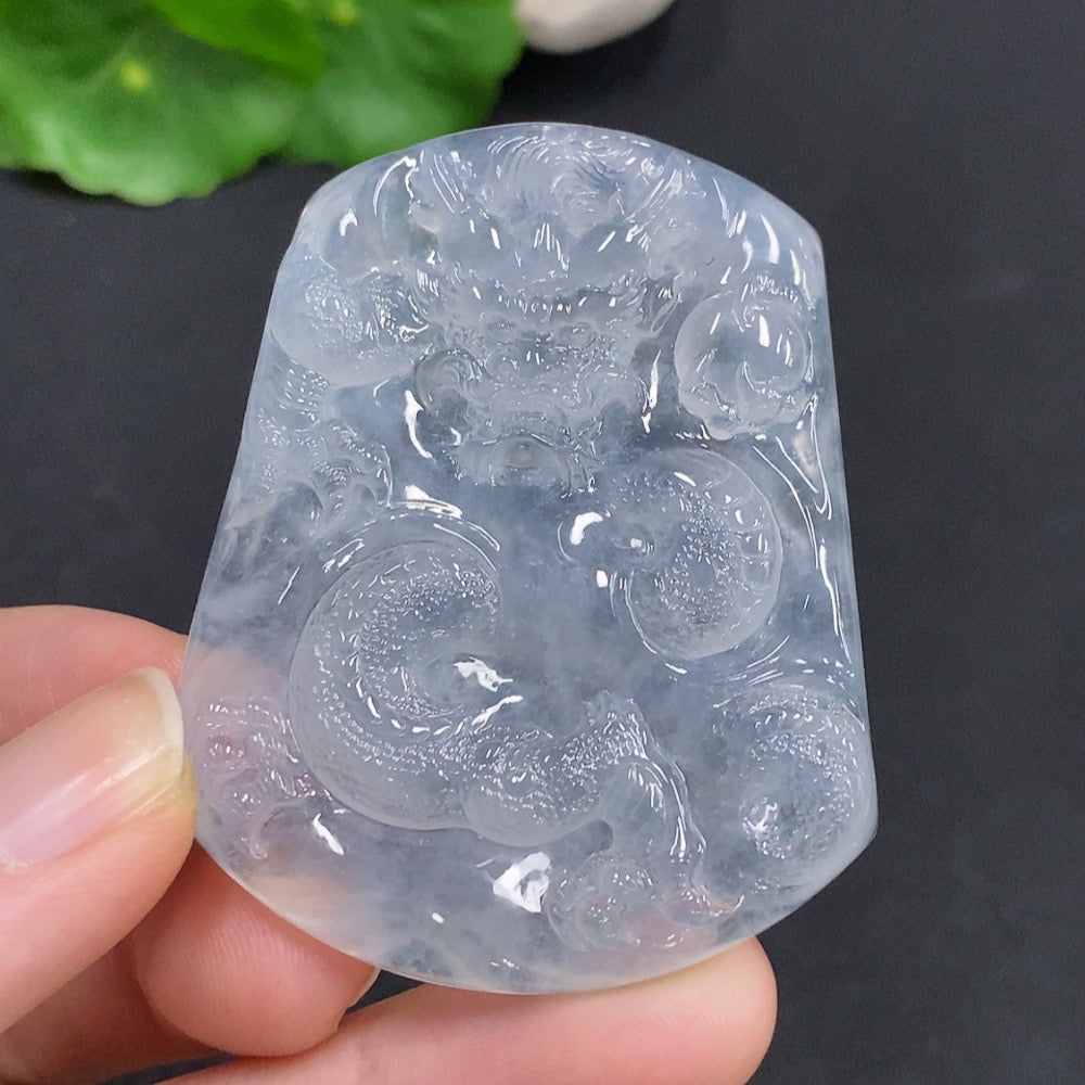 Jadeite Dragon Soaring Across the World Pendant