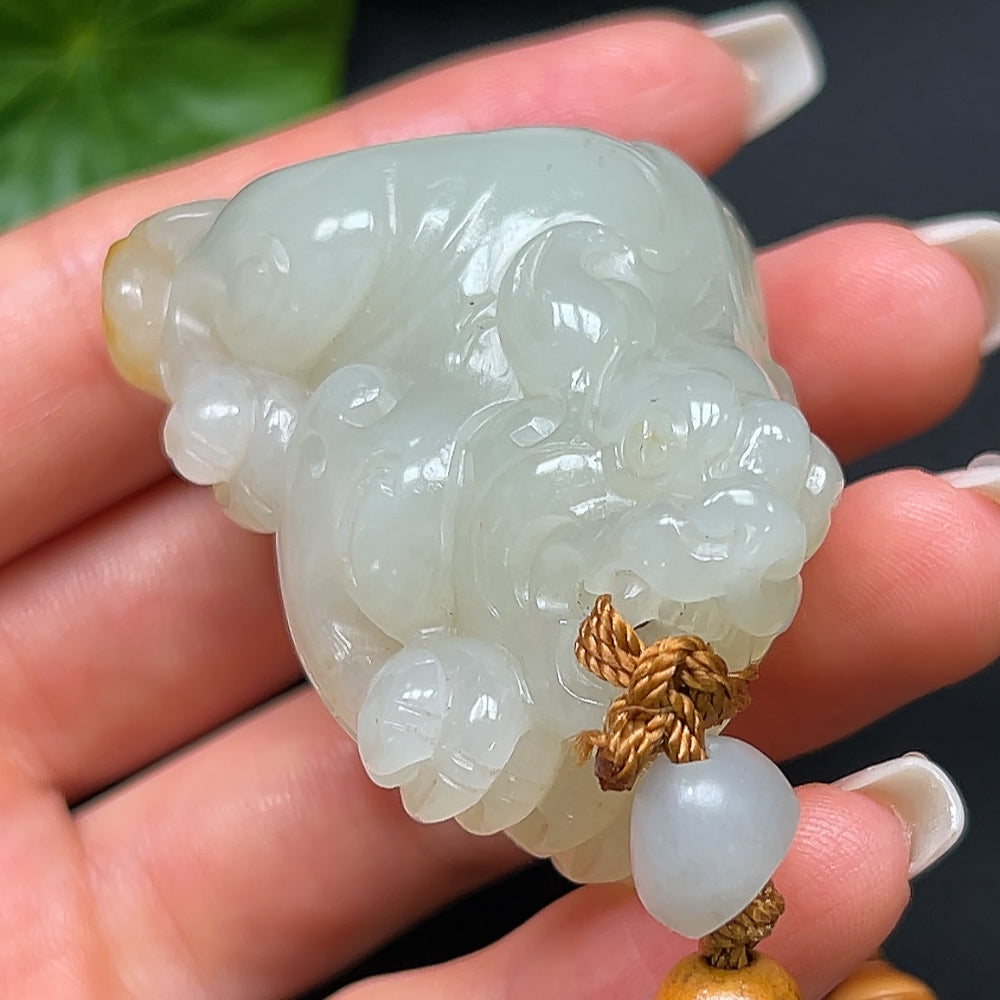 Hetian Jade Pi Xiu Pendant, color origin undetermined, including cord