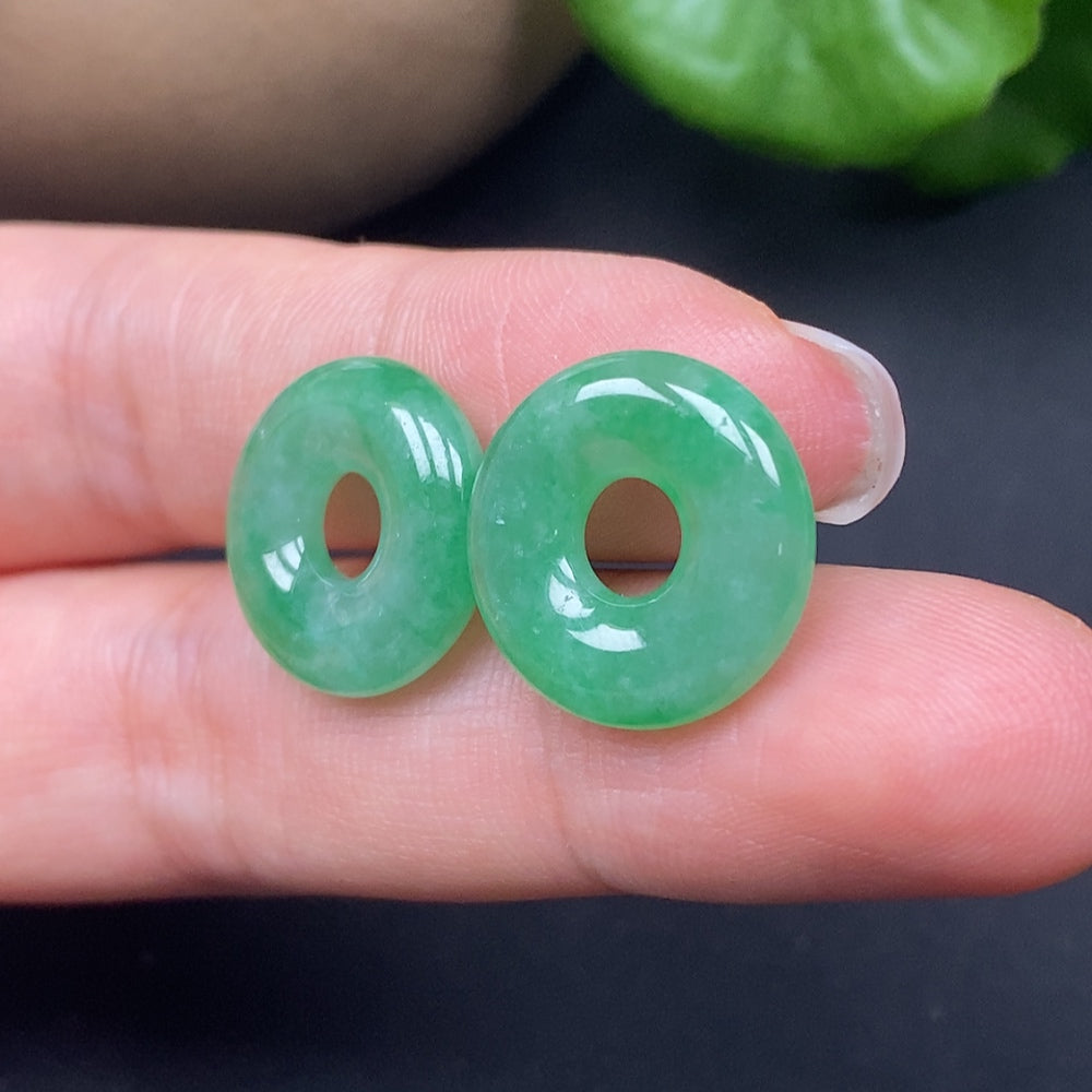 Jadeite pendant safety buckle from HKHQ, approximately 4g, featuring a polished jade jadeite stone with intricate design details.