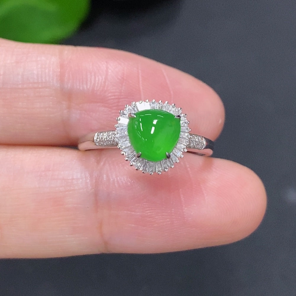 Jadeite Ring in 18K Gold (With Diamond Accents)