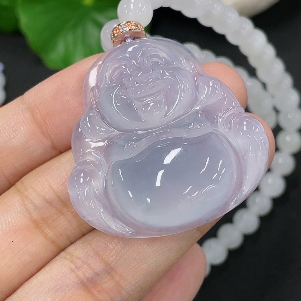 Jadeite Buddha Pendant with Chain, Total Weight Approx. 54.7g, Non-Grade A Chain, Non-Gold Accessory