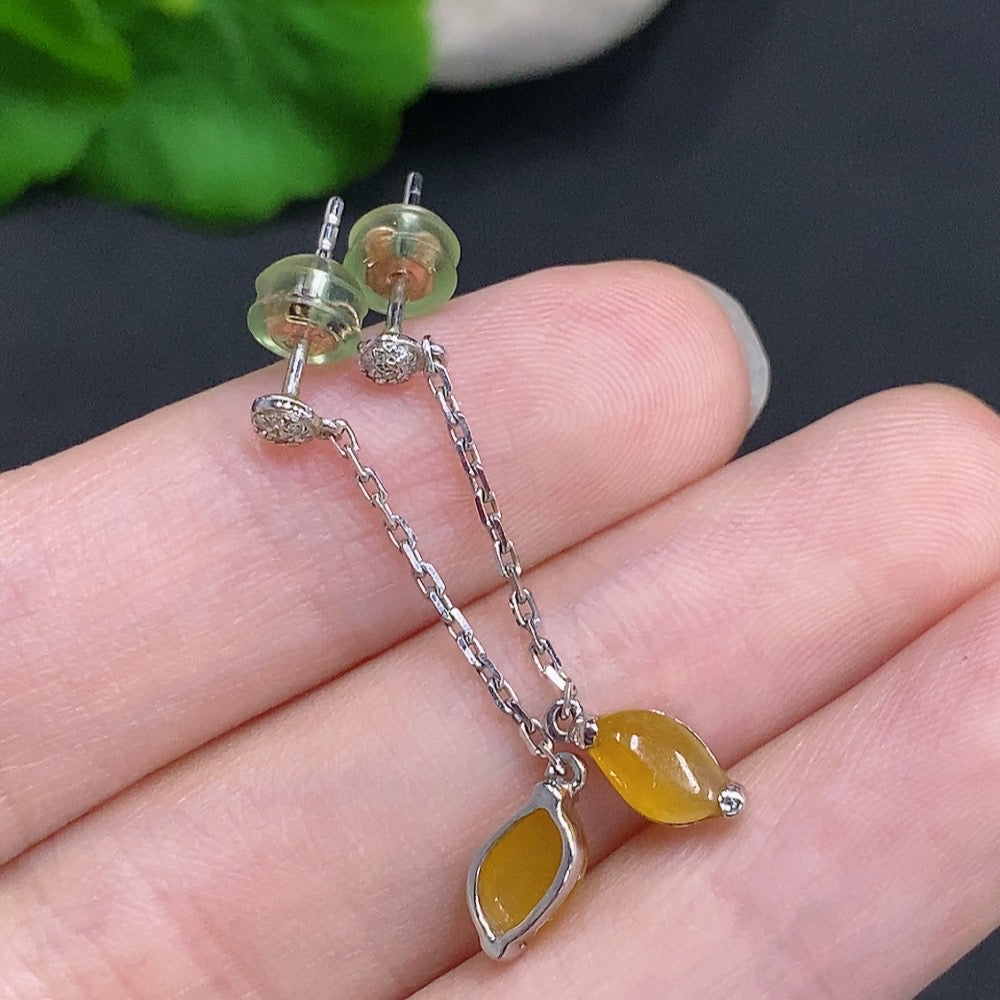 Jadeite Cabochon Stud Earrings 18k Gold Total Weight Approx.1.4g Yellow Color Origin Undetermined