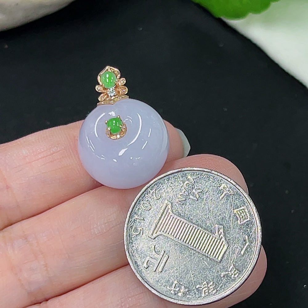 Jadeite Safety Buckle Pendant 18K Gold Total Weight Approx. 7.6g (with Diamond Accents)