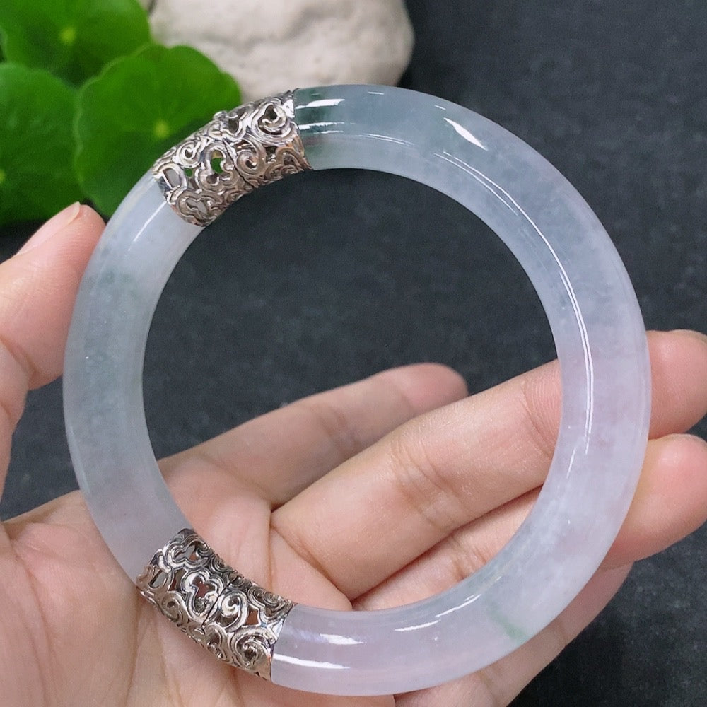 Jadeite Round Bangle 18K Gold Size 54.3 Total Weight Approx. 54.87g