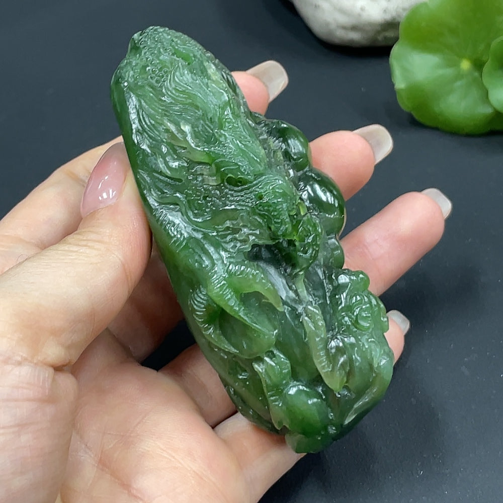 Hetian Jade Handheld Carving Dragon Total Weight About 173.9g