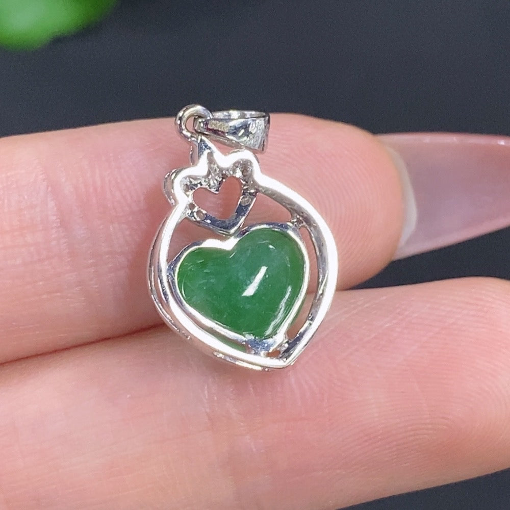 Jadeite Cabochon Pendant with 18K Gold and Diamond Accents, Total Weight Approximately 2g