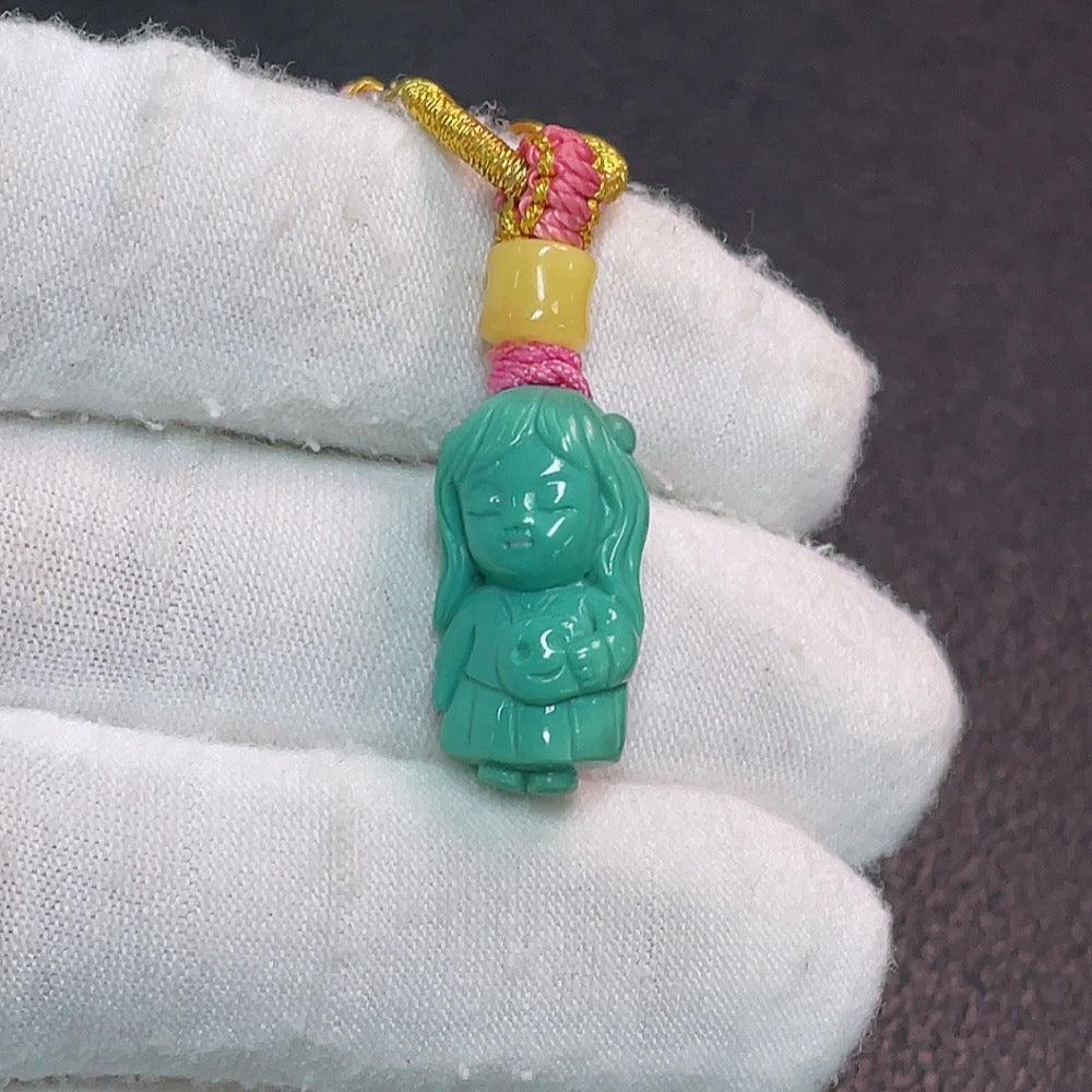 Turquoise Pendant (Color Origin Undetermined) Total Weight Approx. 5.94g (Including String)