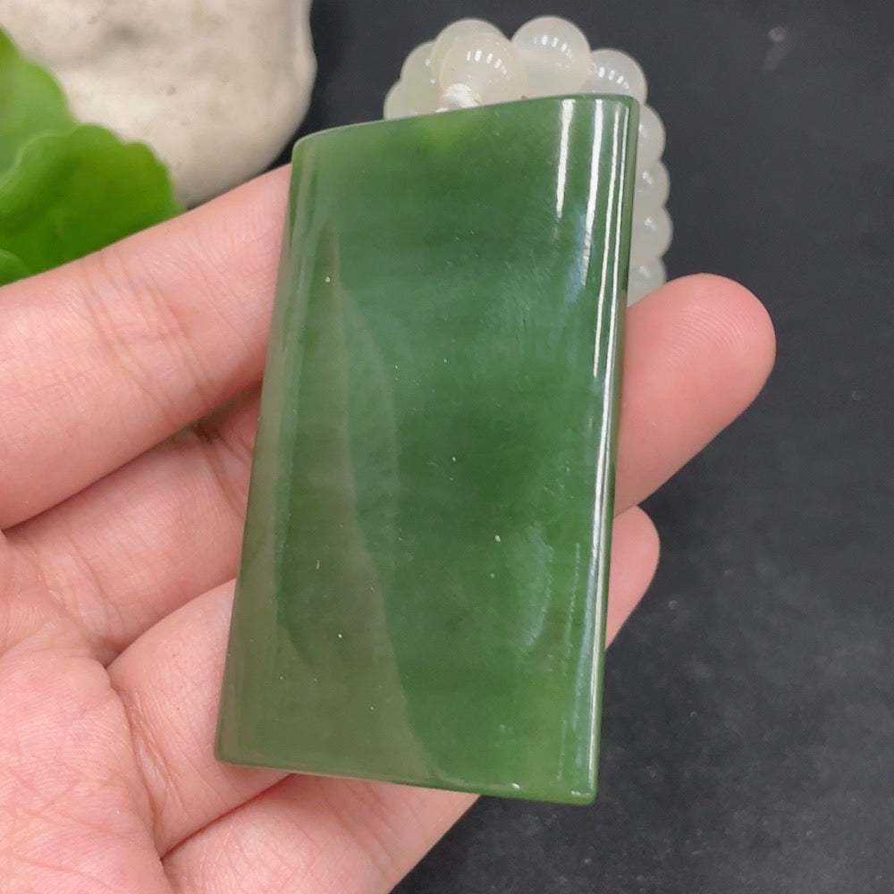 Hetian Jade Pendant - Plain Pendant with Non-Hetian Jade Beads (Non-Gold), Total Weight Approx. 96g (Incl. Chain)