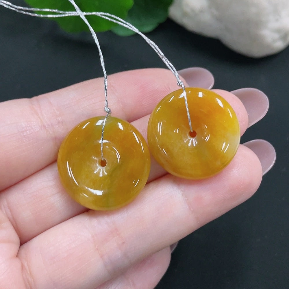 Jadeite Peace Button Pendant Sell as a Lot (Color origin undetermined)