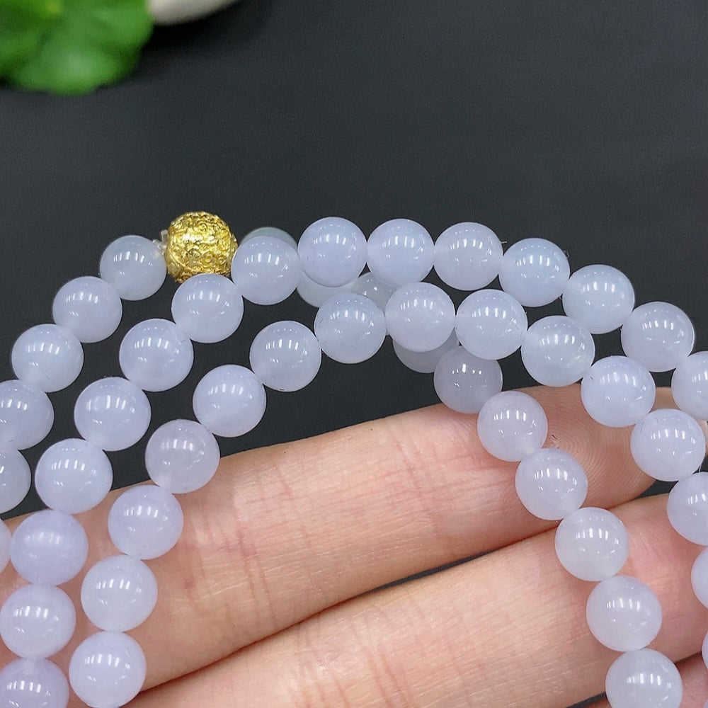 Jadeite Beaded Necklace Approx. 6.4mm Non-Gold Total Weight Approx. 50.6g