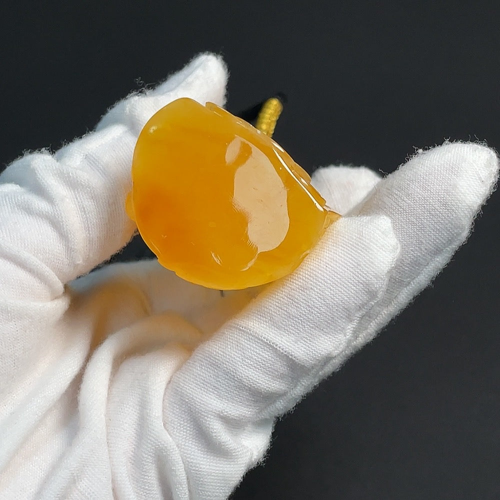 Amber Beeswax Pendant (Total Weight Including String: Approx. 37.92g, Colorless Film Coated)