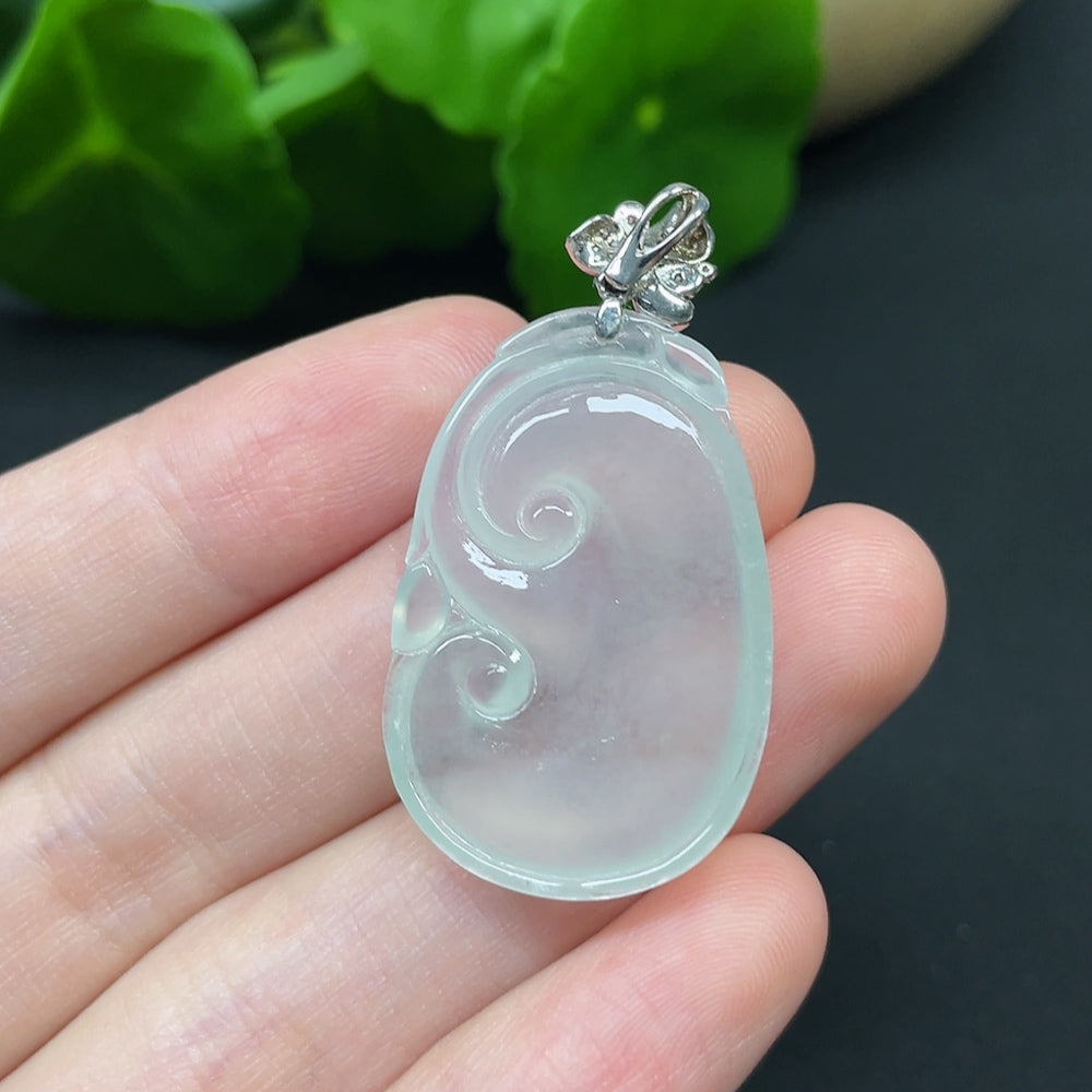 Jadeite Ruyi Inlaid Pendant 18k Non-Diamond Total Weight Approx. 5g