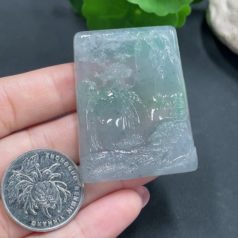 Jadeite Pendant Landscape Plaque Total Weight 33.499g
