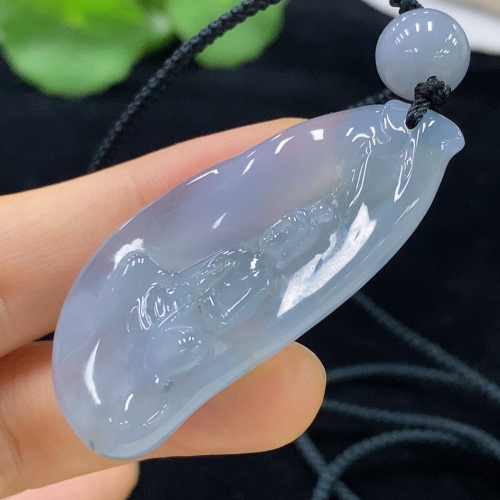 Jadeite Guanyin Pendant Total Weight Approx. 19.61g (Including String Weight)
