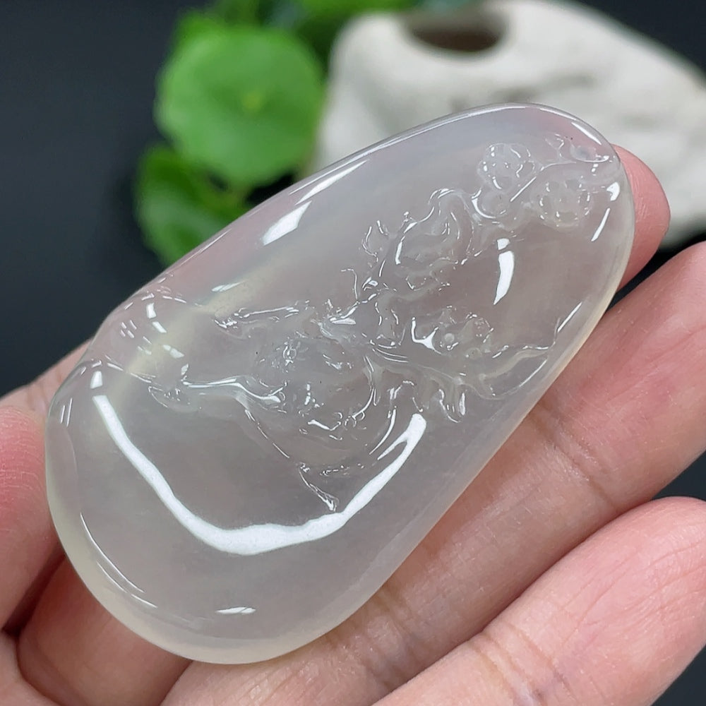 Jadeite Deer Pendant, Total Weight Approx. 25.96g