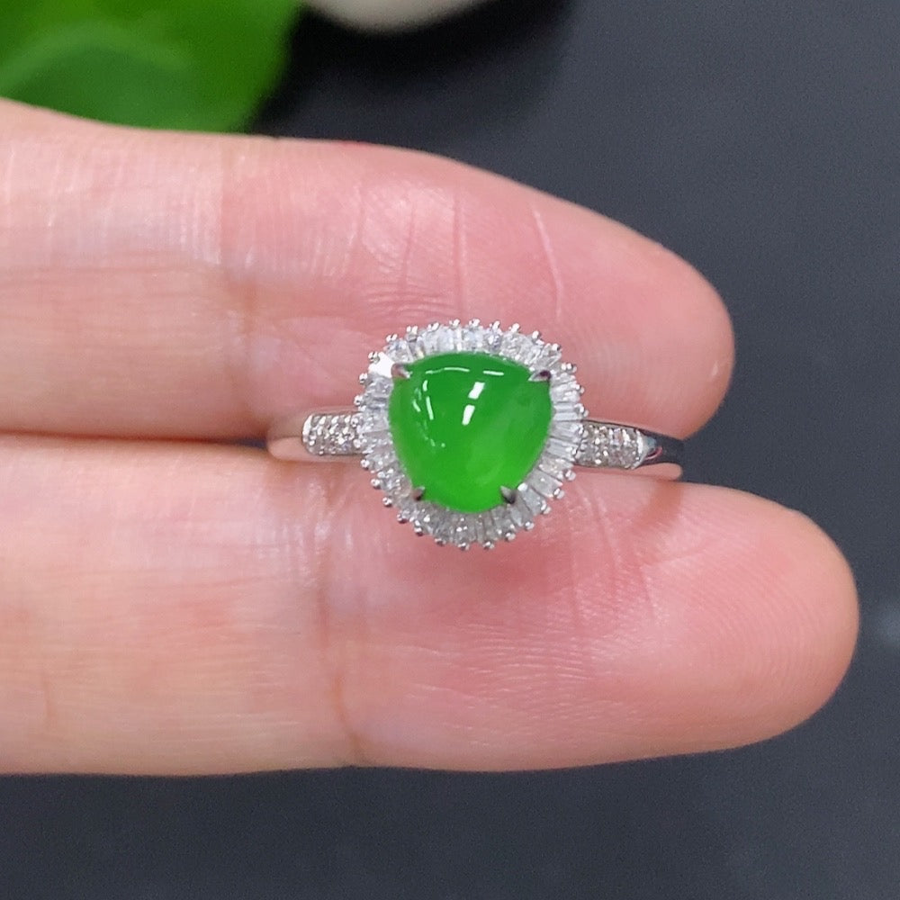 Jadeite Ring in 18K Gold (With Diamond Accents)