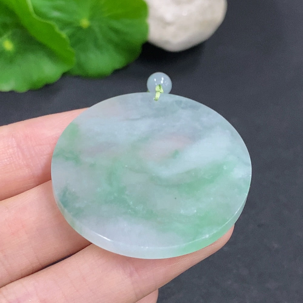 Jadeite plain pendant from HKHQ featuring smooth, polished jade with a simple, elegant design.