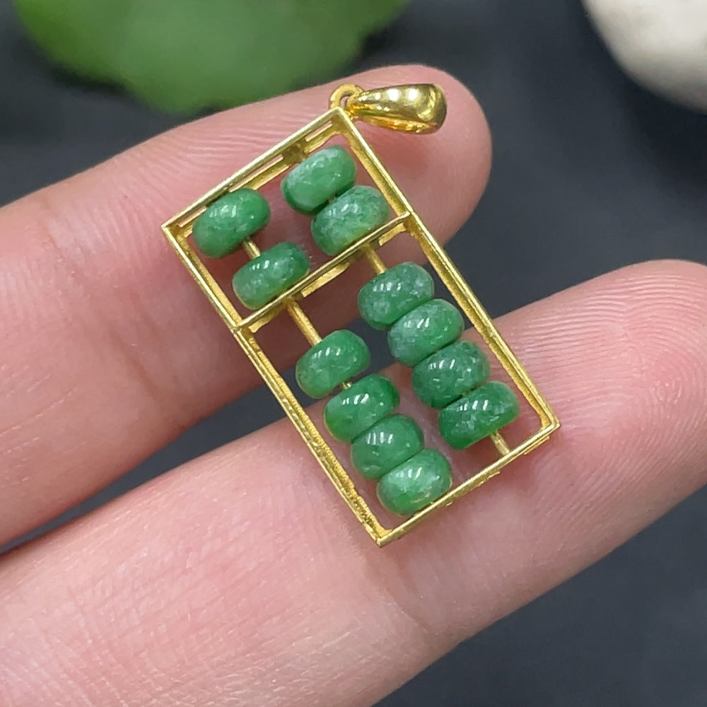 Jadeite Inlay 18k Gold Inlaid Total Weight Approx.1.9g