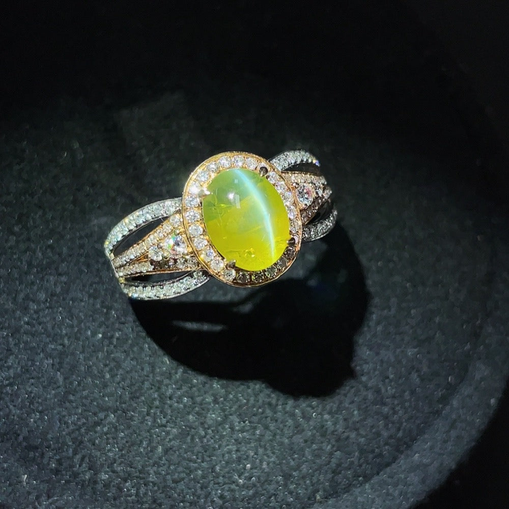 Chrysoberyl Ring, 18K Gold, Accented with Diamonds