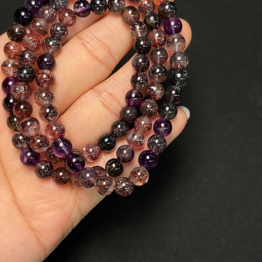 Crystal Pearl Strand with Visible Organic Matter, Total Weight Approx. 35.77g, Size 6.5-6.9mm