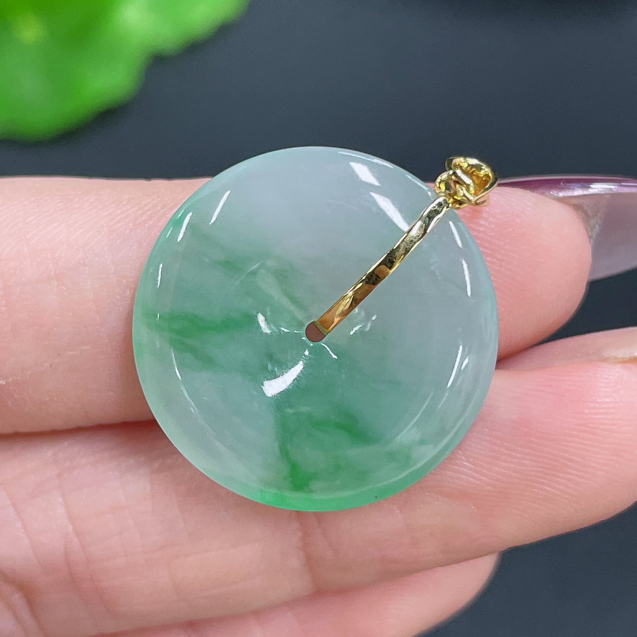 Jadeite Pendant Peace Buckle 18k Buckle Head Total Weight Approx. 3.86g