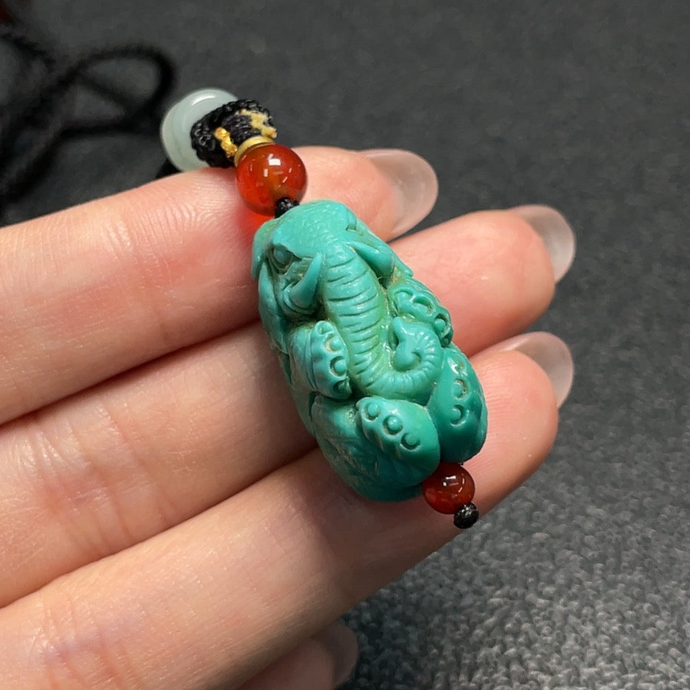 Turquoise Pendant, Total Weight Including Cord Approx. 12.91g, Non-Natural Accent Stones Considered