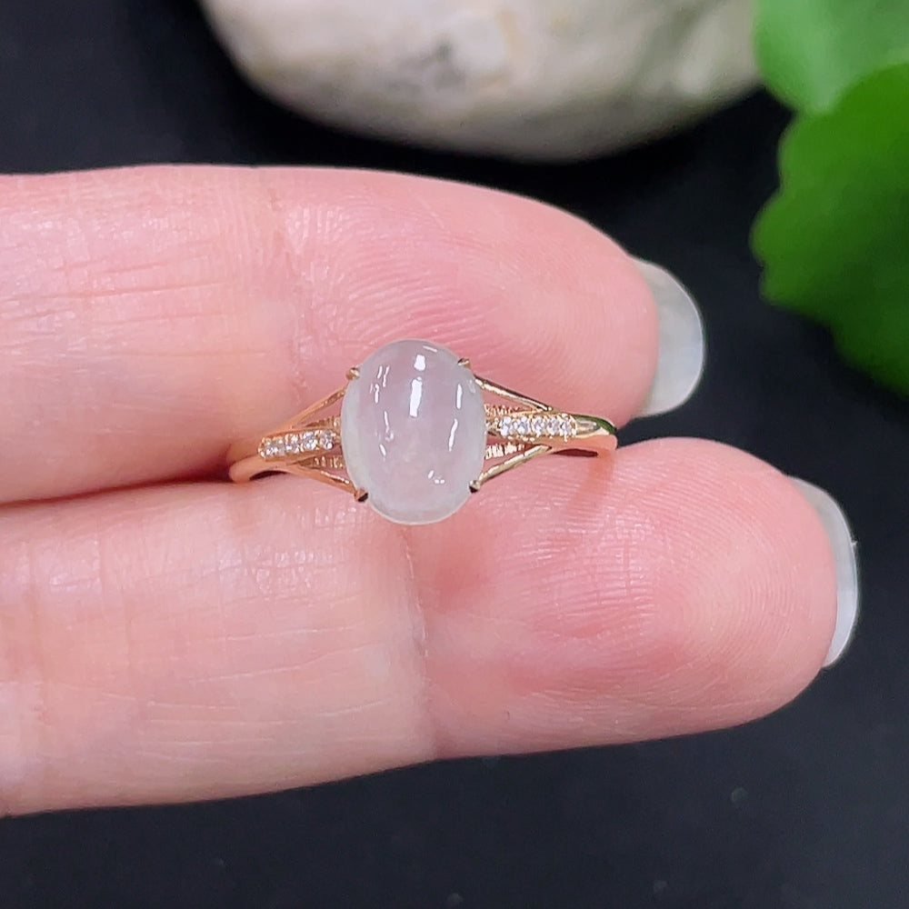 Jadeite Cabochon Ring 18K Gold Size 14 Total Weight Approx.1g (Non-Diamond)