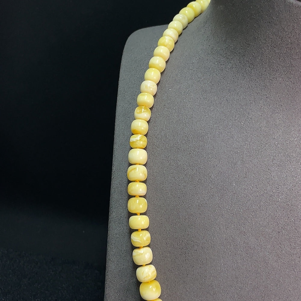 Amber Beeswax Beaded Necklace with Non-Natural Clasp, Total Weight Approx. 29.04g, Size 6.9-11.3mm