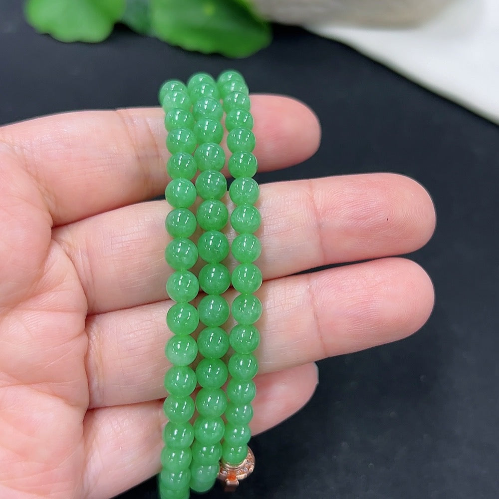 Jadeite Beaded Necklace Non-gold Inlaid