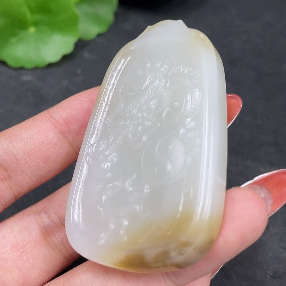 Hetian Jade Pendant Dragon Plate Total Weight Approx. 40.9g