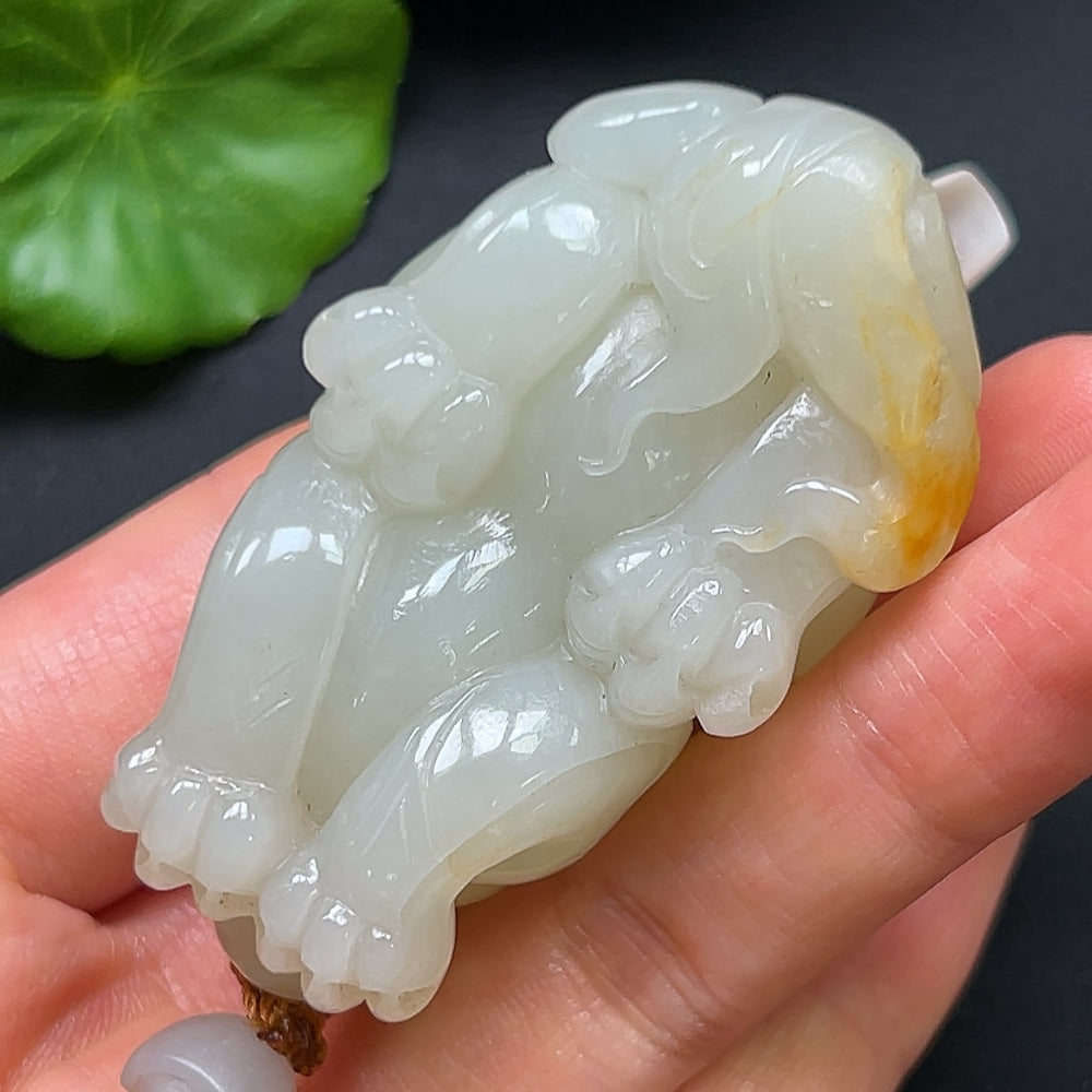 Hetian Jade Pi Xiu Pendant, color origin undetermined, including cord