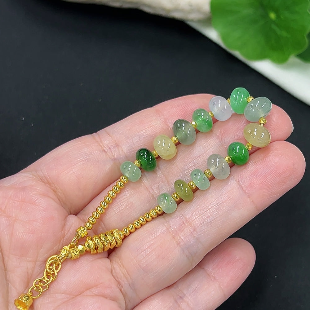 Jadeite Bracelet with Tested 99% Gold Setting