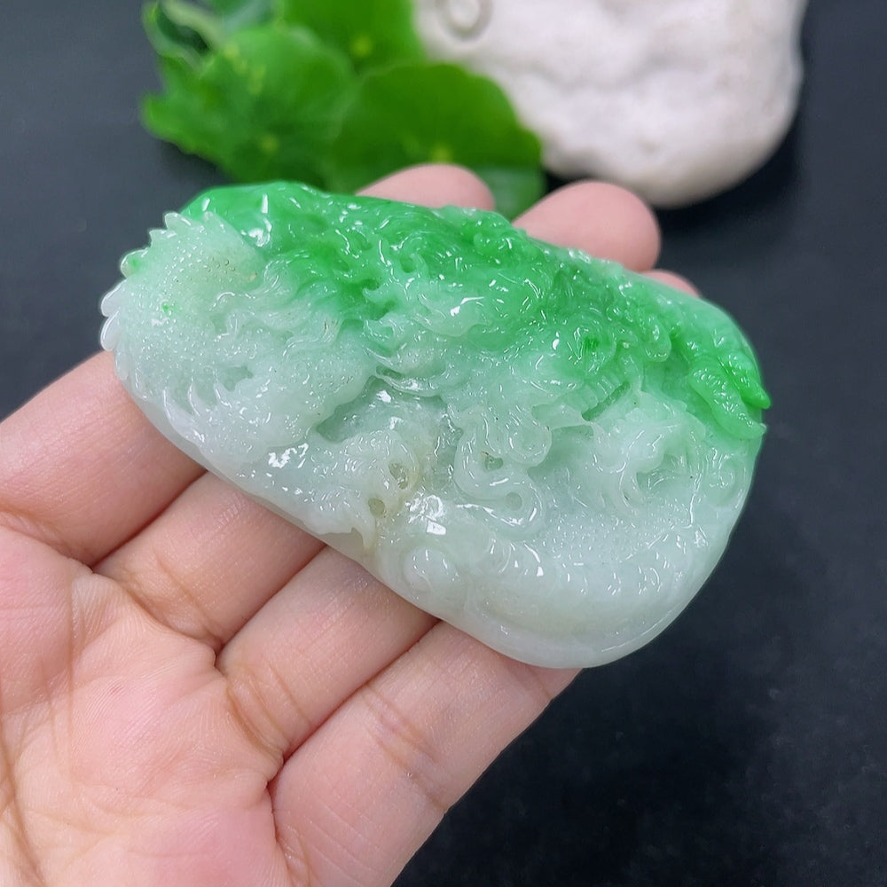 Jadeite Pendant Dragon Plaque Total Weight Approx. 43.68g