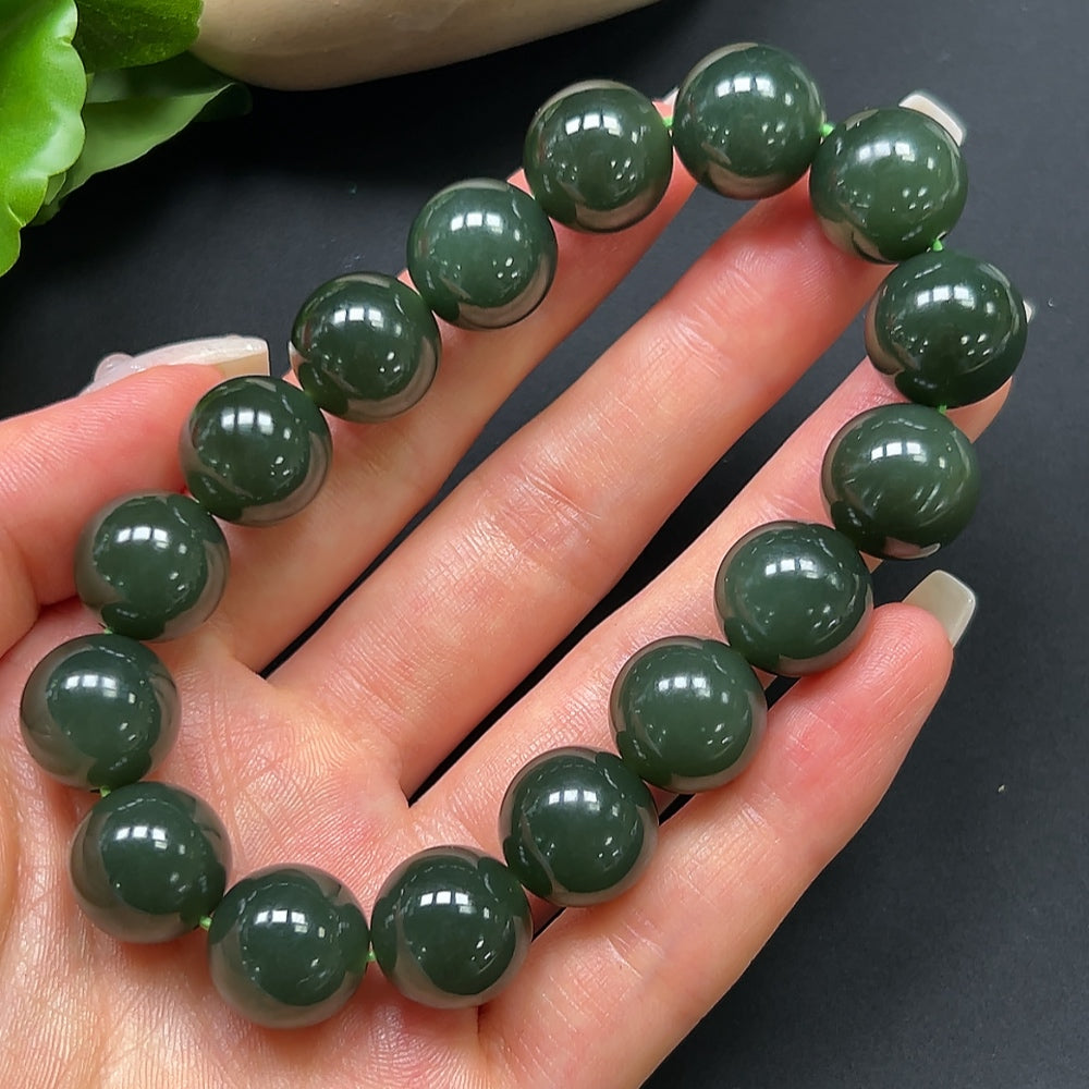Hetian Jade Bracelet 13.9mm Approx. 69.02g