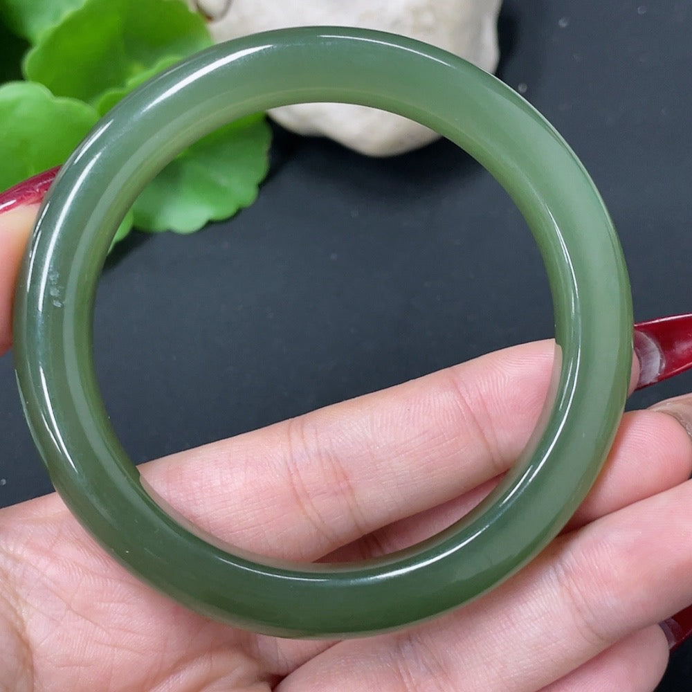 Hetian Jade Round Bracelet Size 57.5 Total Weight Approx. 44.4g