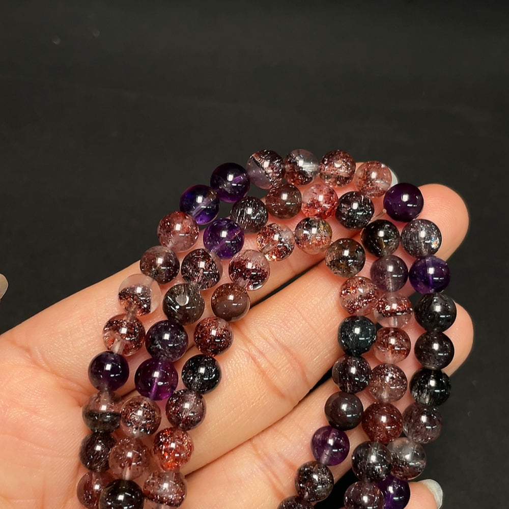 Crystal Pearl Strand with Visible Organic Matter, Total Weight Approx. 35.77g, Size 6.5-6.9mm
