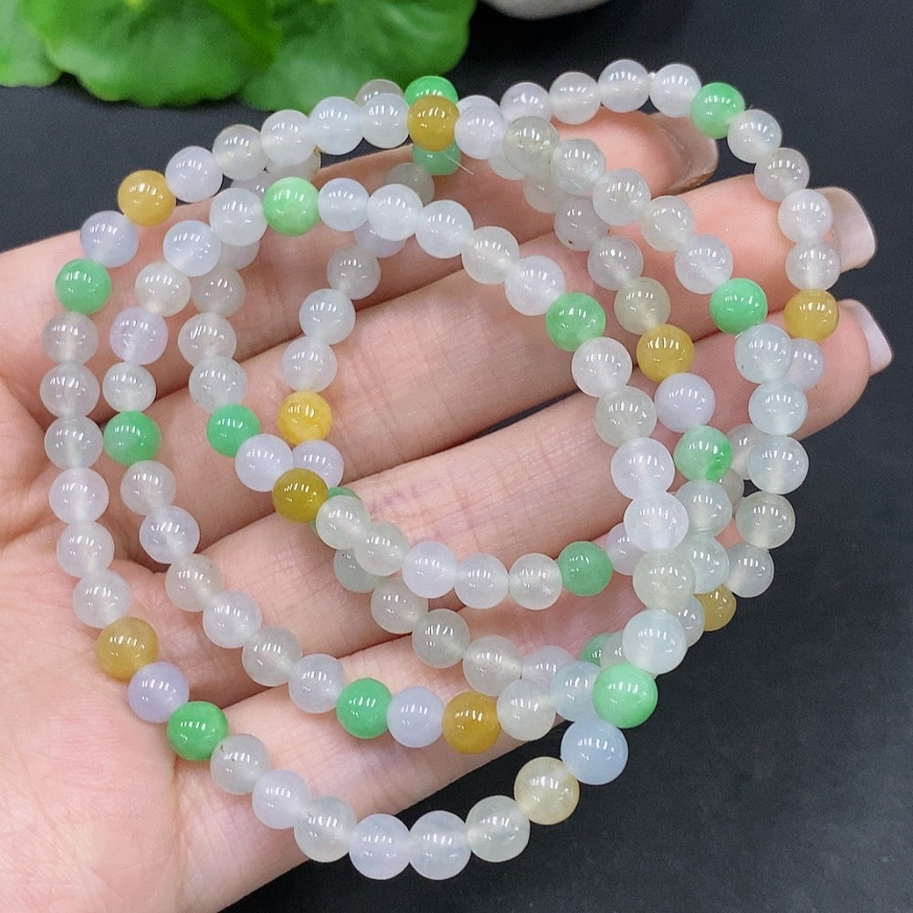 Jadeite Bead Necklace Total Weight Approx. 32g Size About 5.1mm Color Origin Undetermined