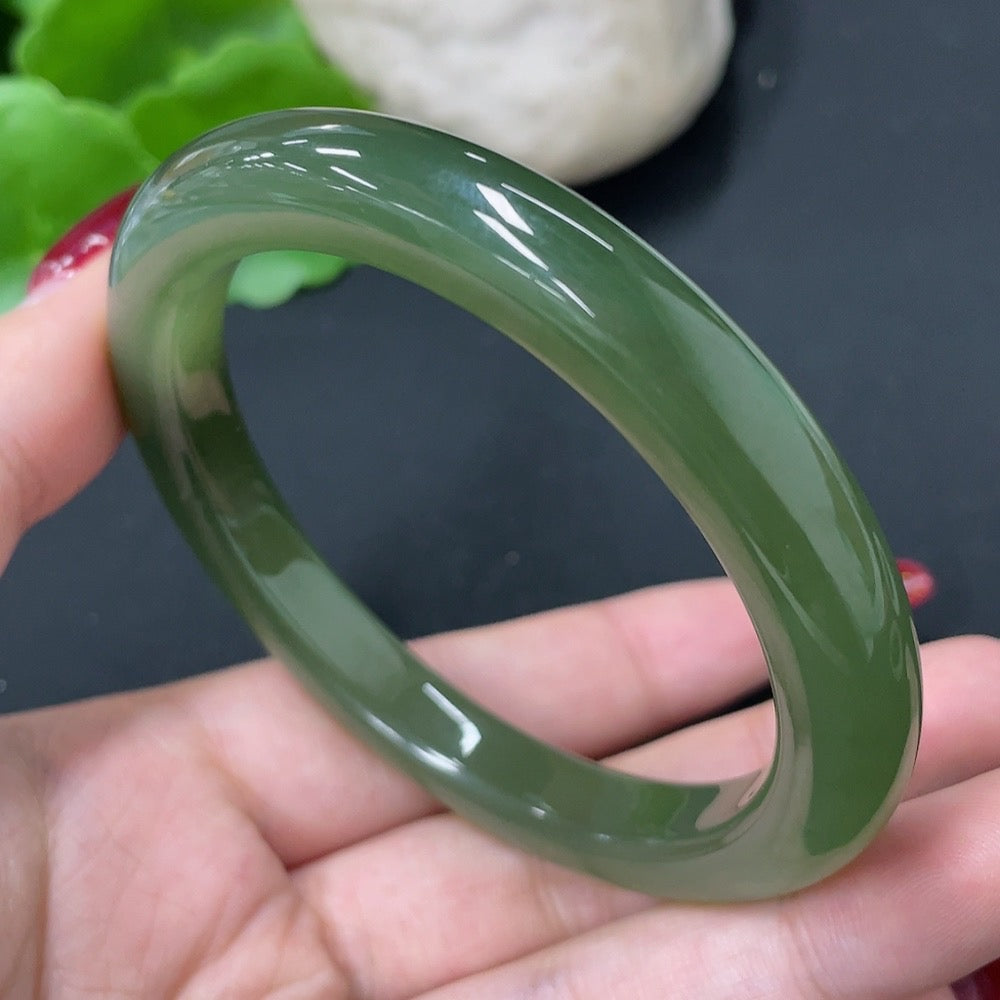 Hetian Jade Round Bracelet Size 57.5 Total Weight Approx. 44.4g