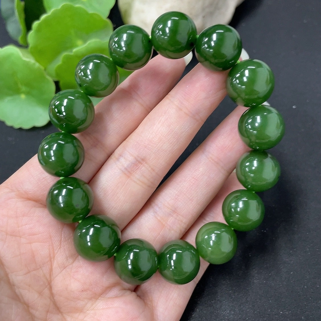 Hetian Jade Bracelet, Approx. 13.4mm, Total Weight Approx. 56.8g