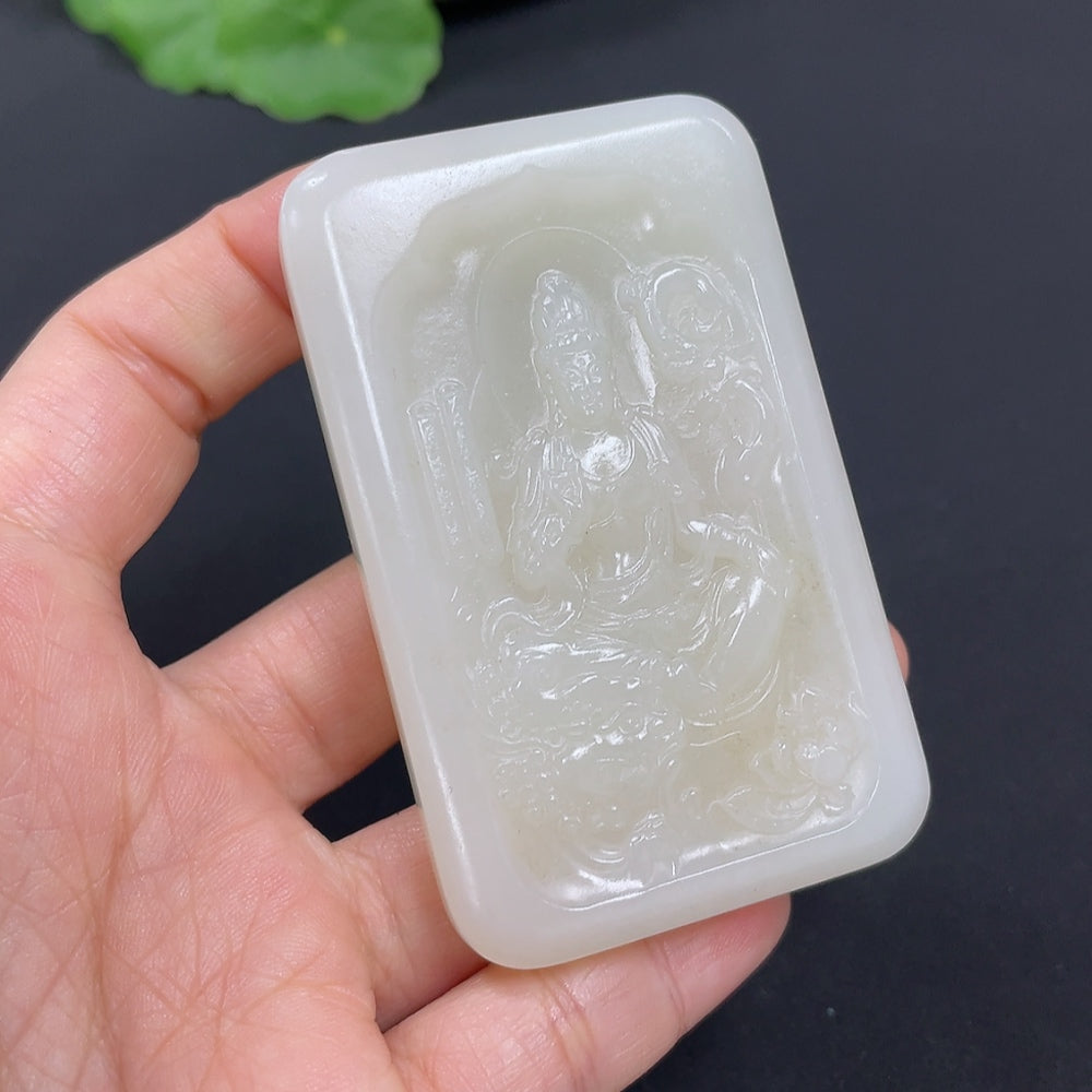 Hetian Jade Pendant Manjushri Bodhisattva Total weight about 70.6g