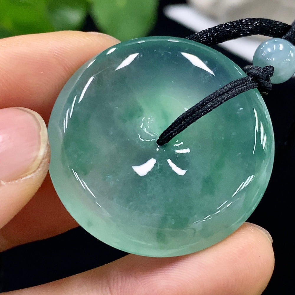 Jadeite Safety Buckle Pendant, Total Weight Approx. 17.67g (Including Rope Weight) [Total Value: $10,023 USD]