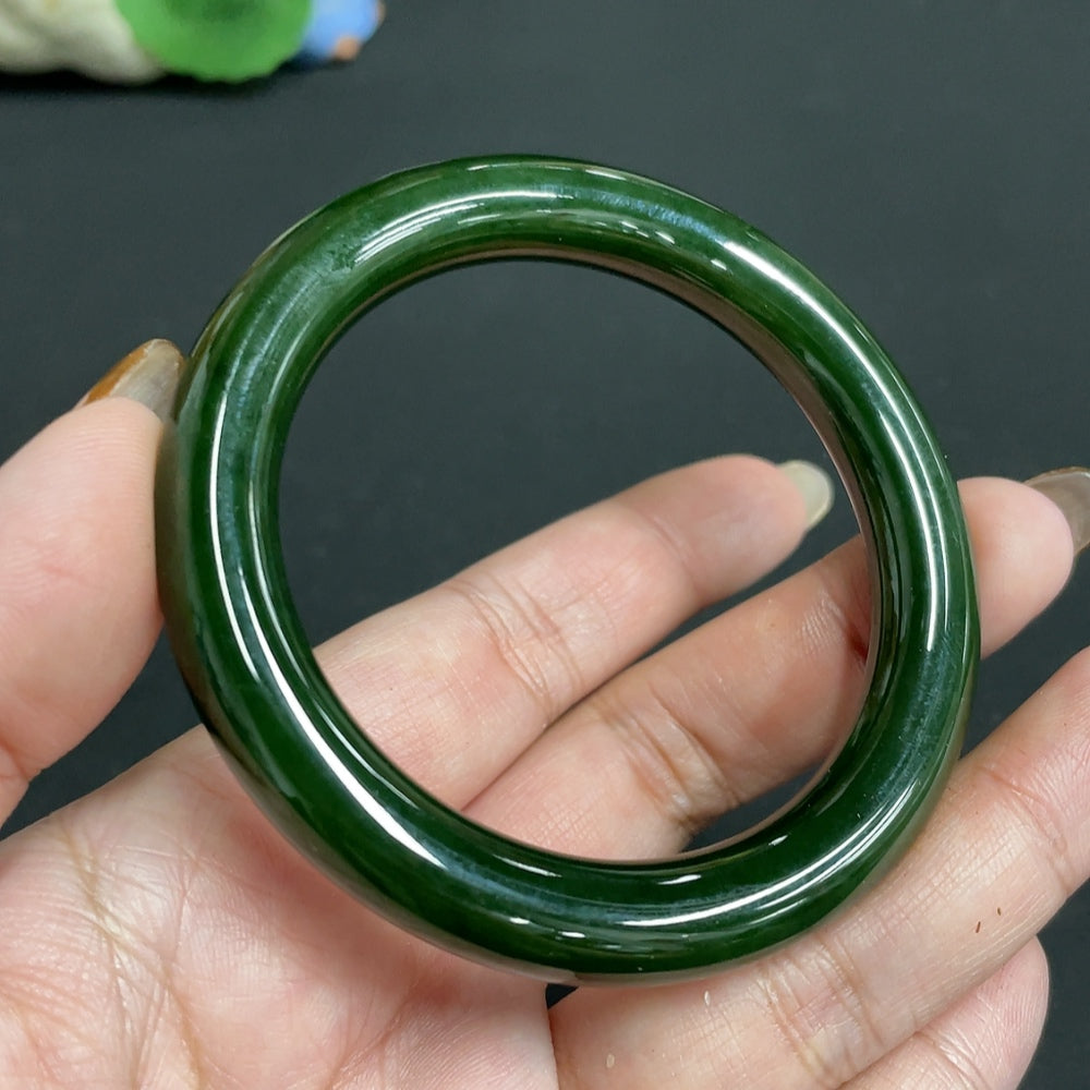 Hetian Jade Jasper Round Bangle Size 55.7 Total Weight Approx. 46.1g