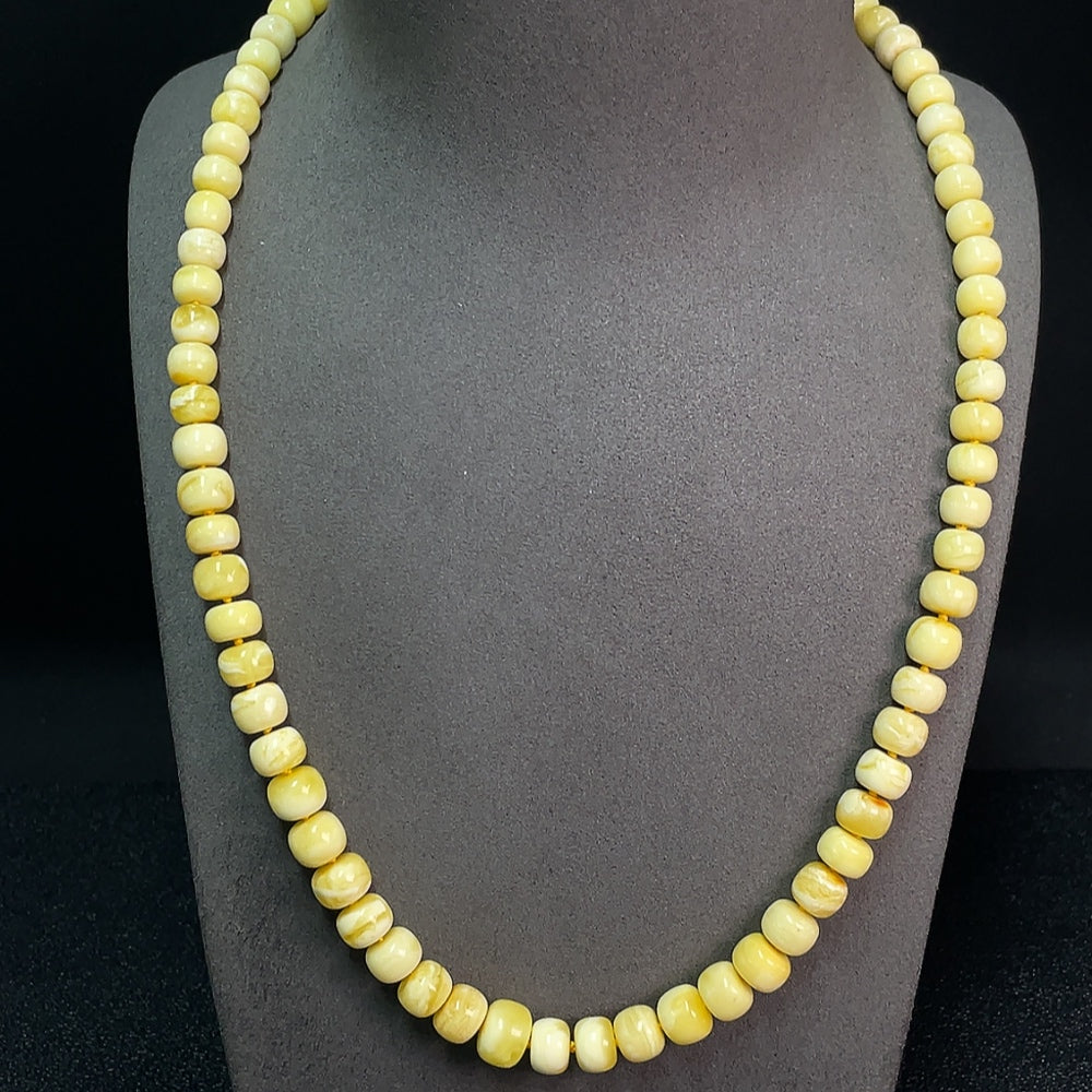 Amber Beeswax Beaded Necklace with Non-Natural Clasp, Total Weight Approx. 29.04g, Size 6.9-11.3mm