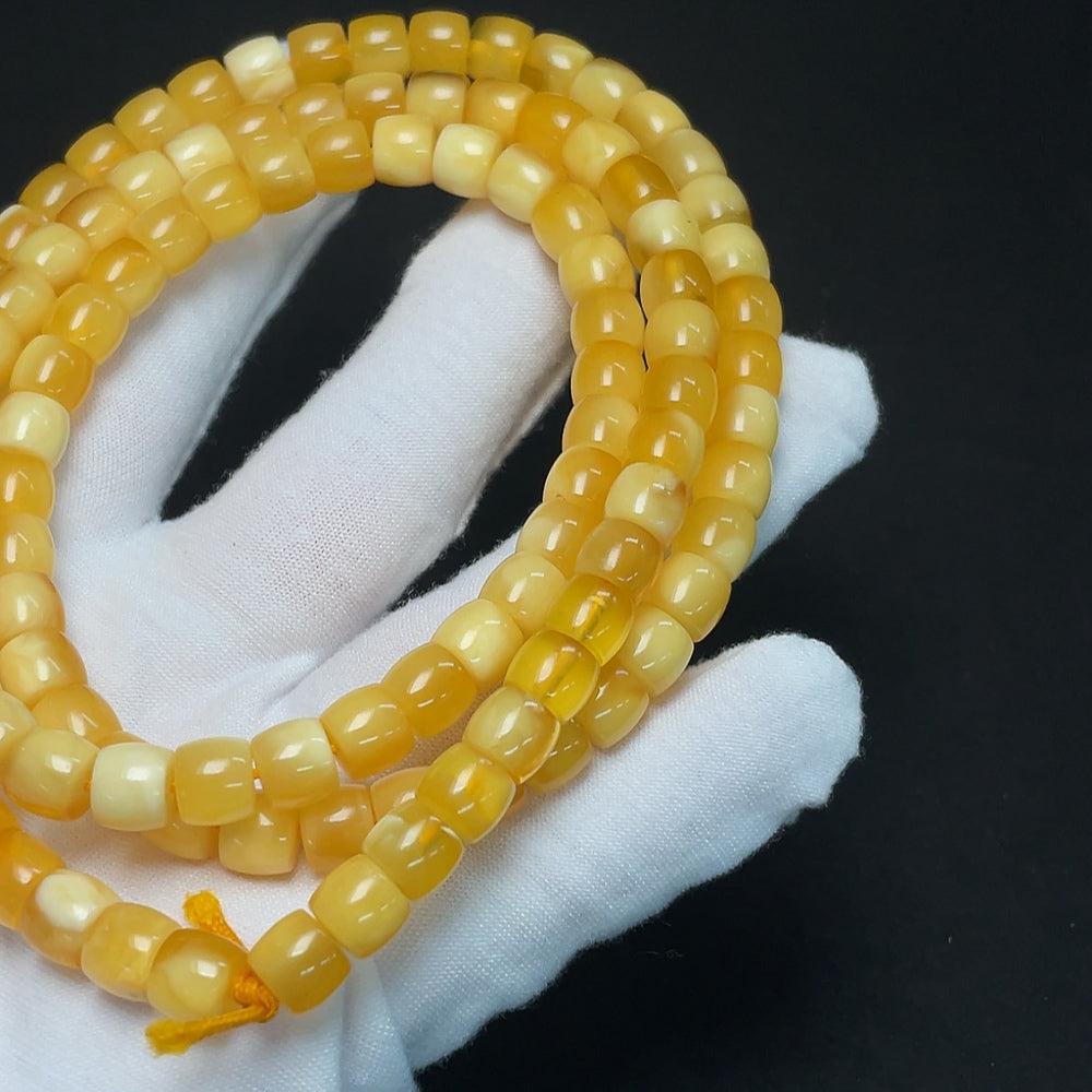 Amber Beeswax Bead Strand