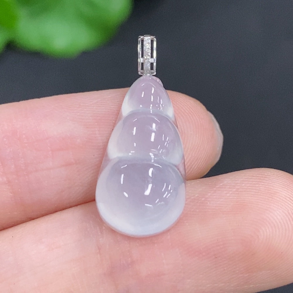 Jadeite Lucky Bean Pendant Unmarked 18K Gold with Diamond Accents Total Weight Approx. 2g