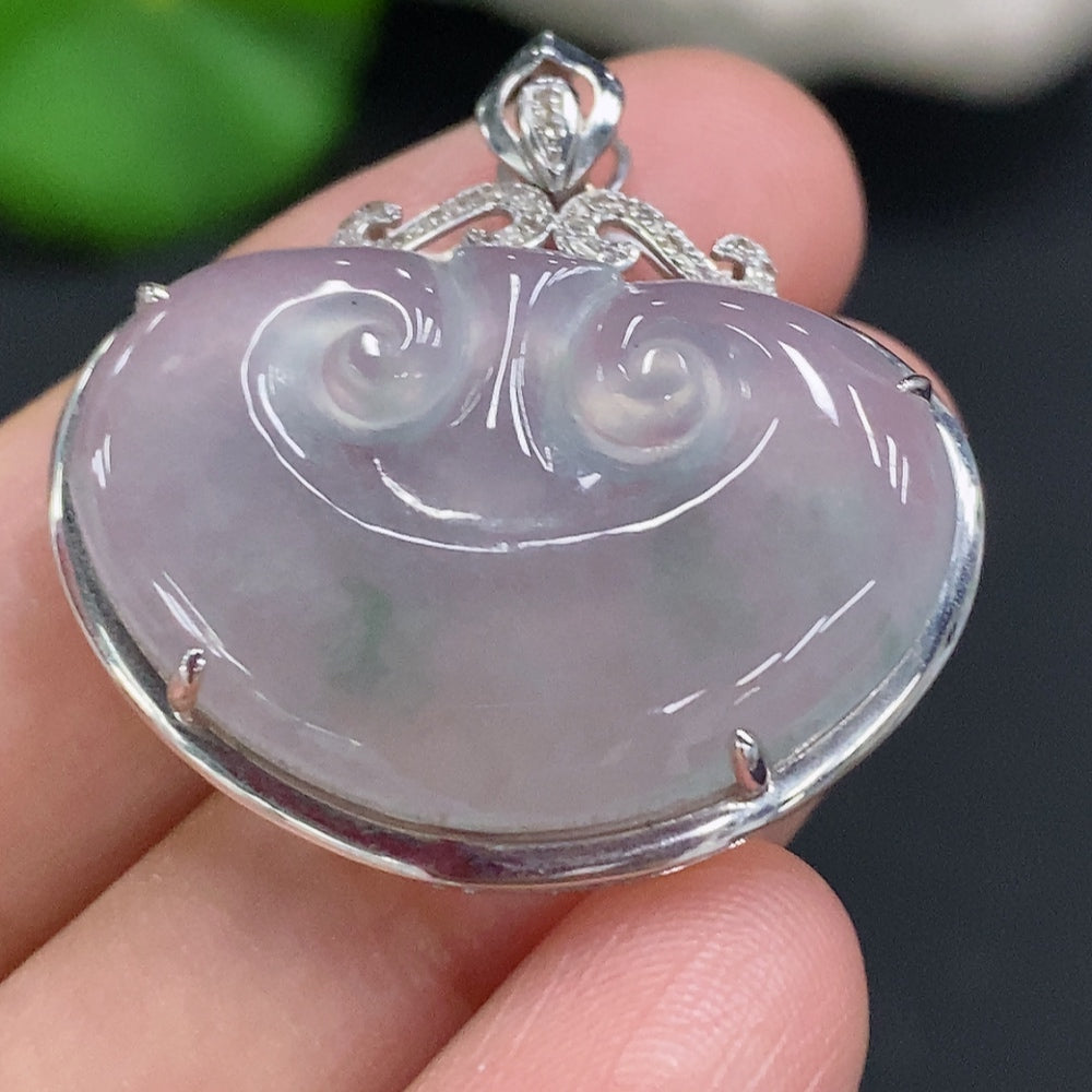 Jadeite Ruyi Inlaid Pendant 18K Gold Total Weight Approx. 4.3g