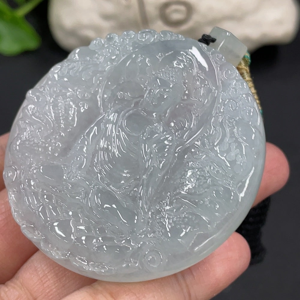 Jadeite Pendant Buddha Amulet Total Weight Approx. 50.83g with Rope
