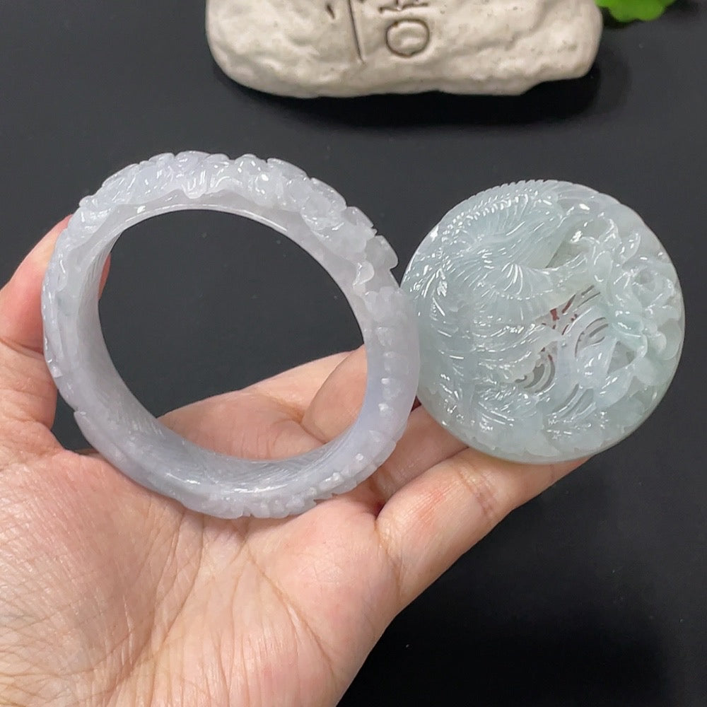 Jadeite Bangle Set Size 55.8 Total Weight Approx. 125.22g