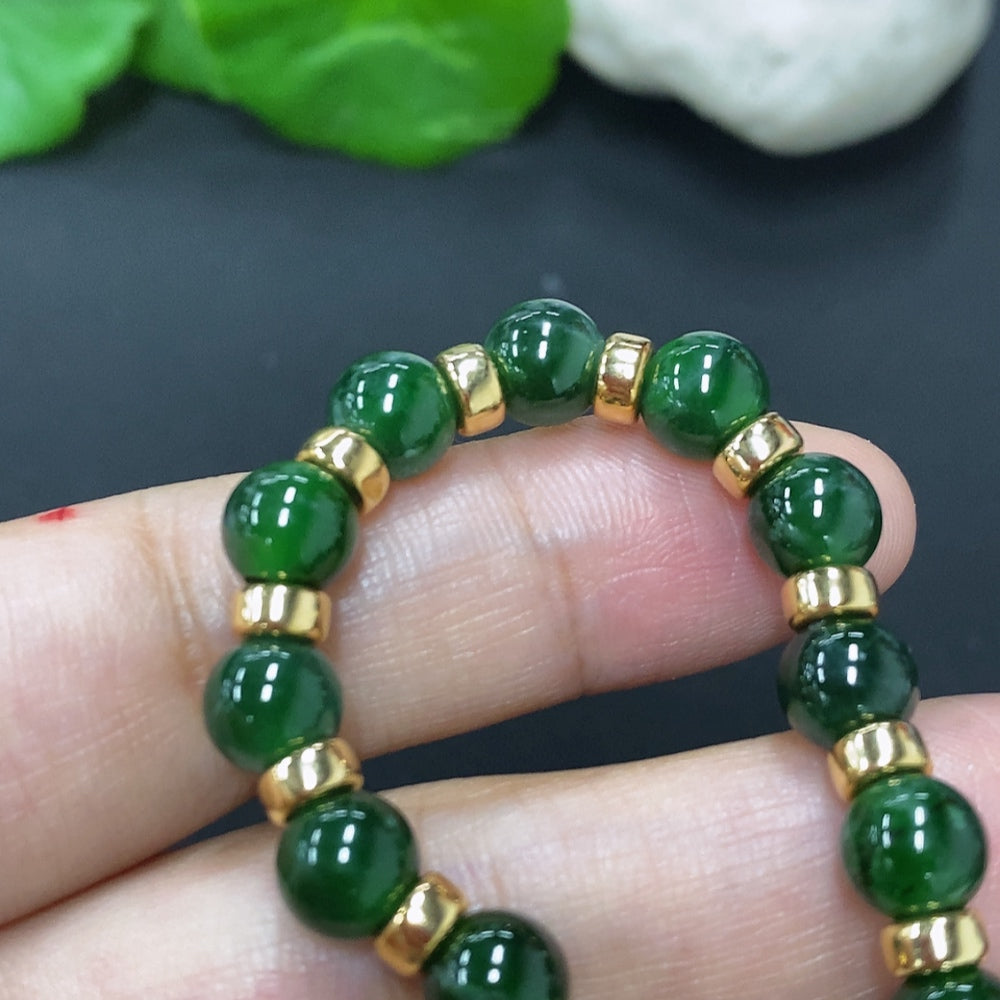 Jadeite bead necklace approx. 6.9mm (18K gold) total weight approx. 12.2g (containing other mineral components)