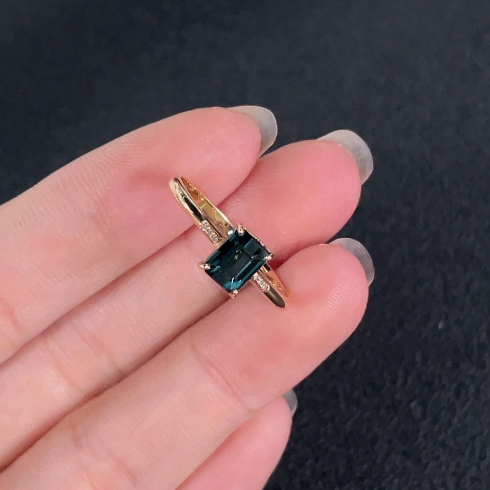 Tourmaline Ring with Diamond Accents, 18K Gold